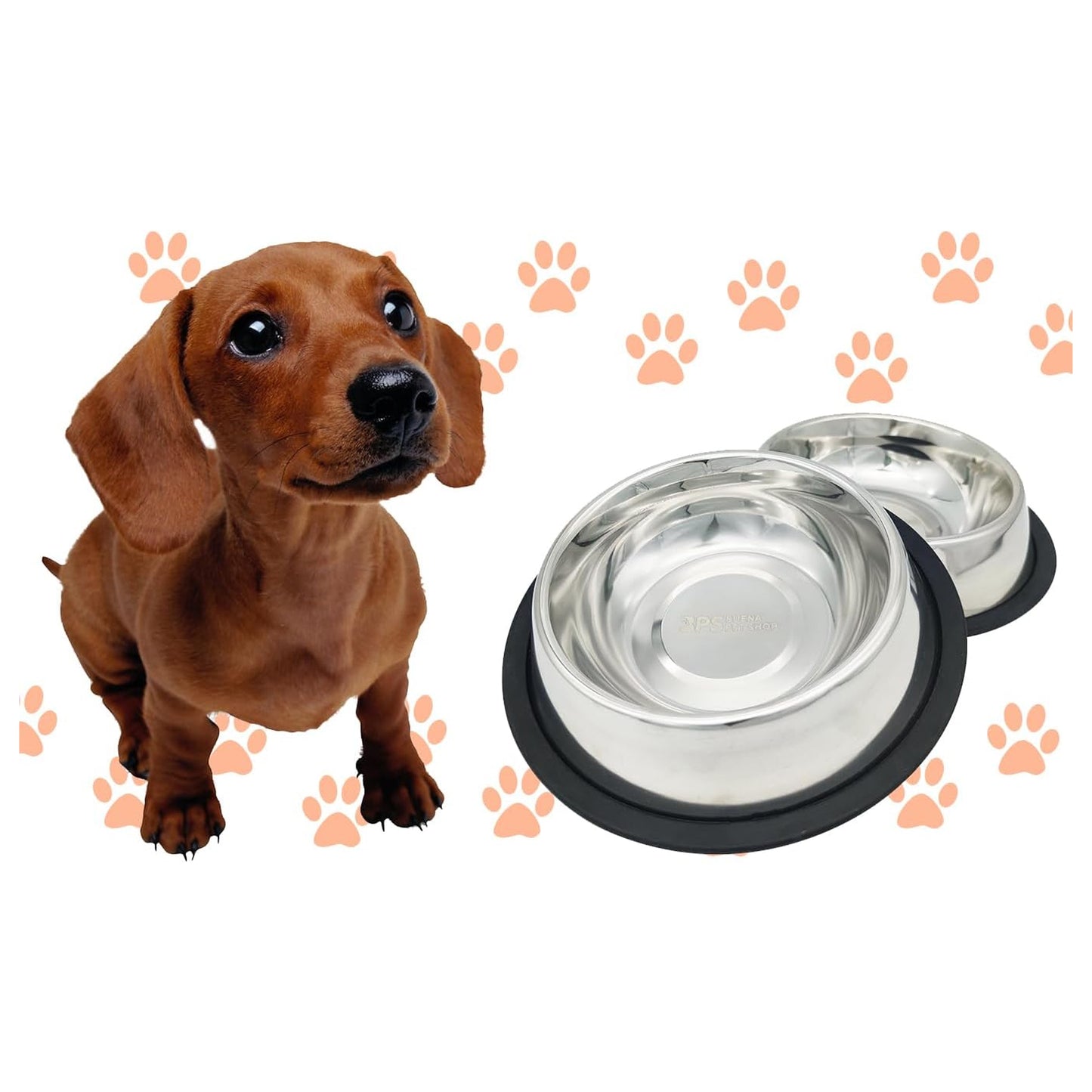 Bps Comedero Bebedero Acero Inoxidable para Perro Gato Mascotas