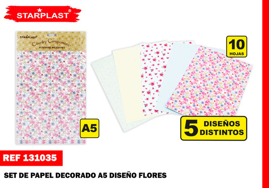 Papel Decorado A5 5U Diseño Flores