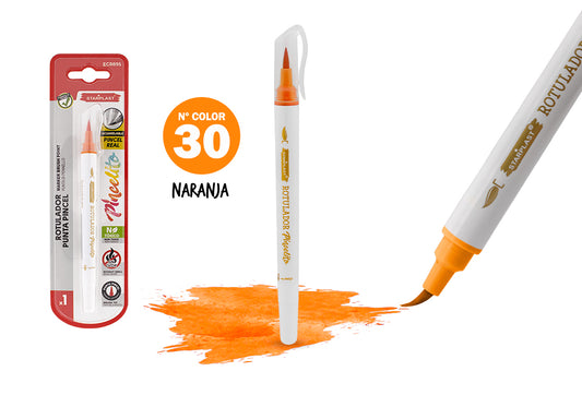 Rotulador Pincelito Punta Flexible 30 Naranja