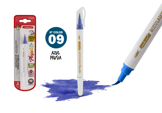 Rotulador Pincelito Punta Flexible 09 Azul Prusia
